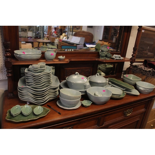 72 - Large collection of assorted Green glazed pottery