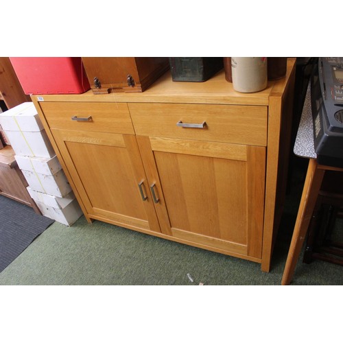 352 - Modern Oak Sideboard with chrome handles