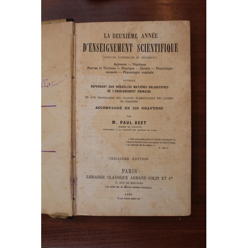 10 - 2 Antiquarian books Fables L Fontaine 1908 & La Deuxieme Annee d'enseignement Scientifique 1886