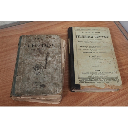 10 - 2 Antiquarian books Fables L Fontaine 1908 & La Deuxieme Annee d'enseignement Scientifique 1886