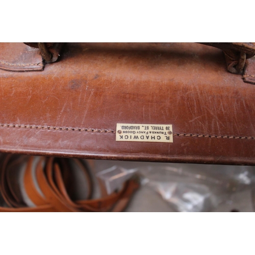 102 - Vintage Leather-bound travelling case with Chrome metal fittings