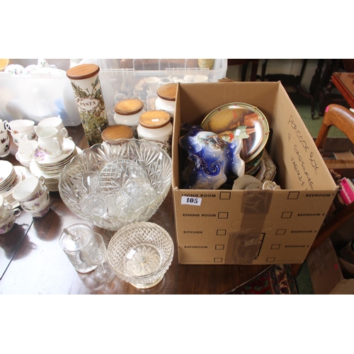 105 - Set of Dunoon Storage Jars, Assorted Glassware and collectors' plates