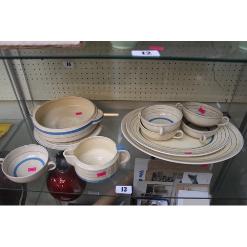 13 - Art Deco Clarice Cliff banded dinner set