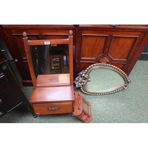 175 - Walnut framed bathroom mirror and a Heart Shaped mirror