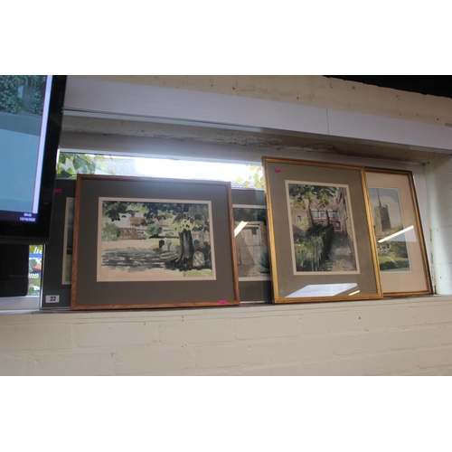 22 - Collection of framed watercolours by A J L Wildig (5)