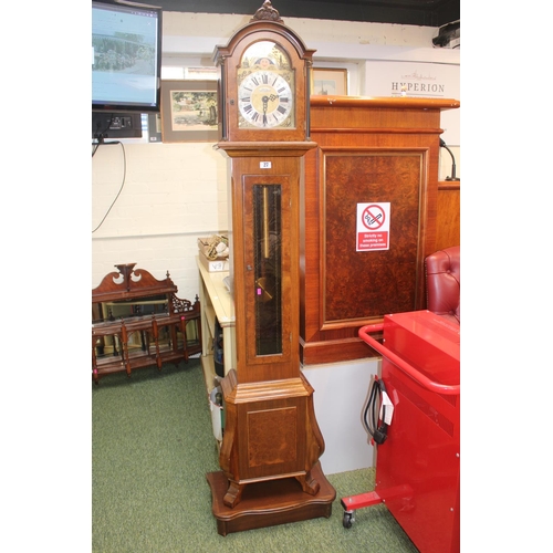 27 - Warmink Walnut cased longcase clock with brass and silvered dial 184cm plus the base