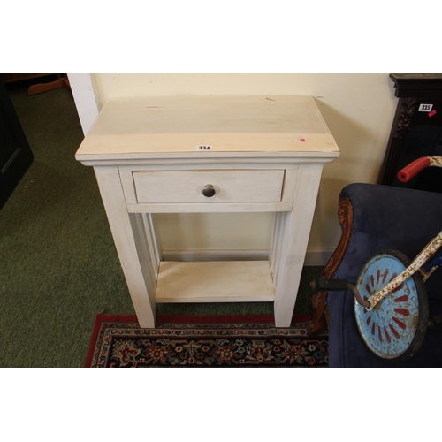 334 - White side table with single drawer and under tier