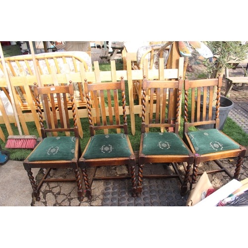 341 - Set of 4 Oak dining chairs with drop in seats