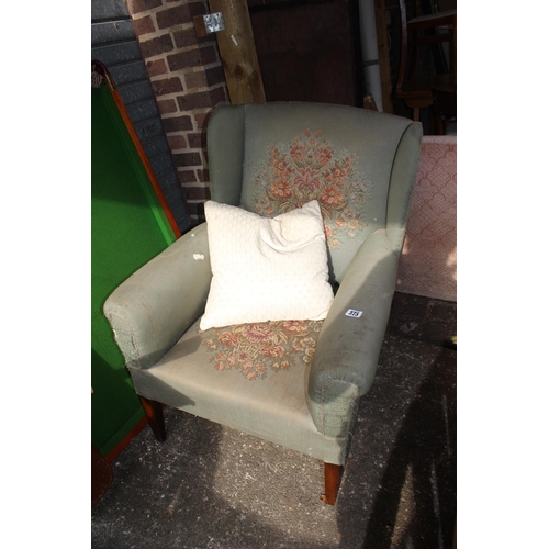 375 - Wingback embroidered chair