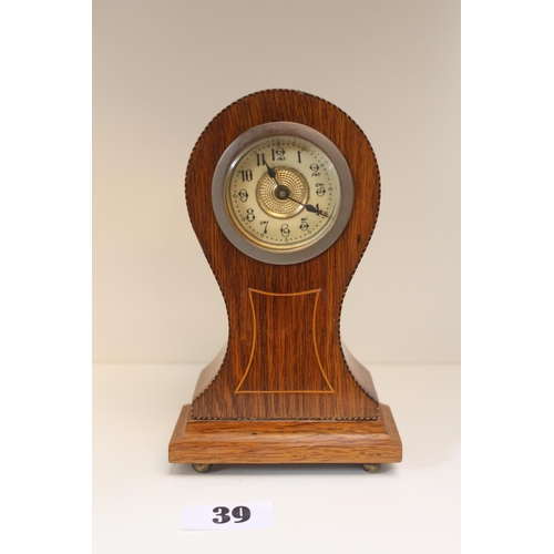 39 - Edwardian Inlaid balloon clock with numeral dial