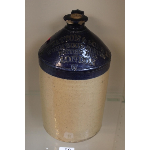 58 - W R Hatton & Sons Ltd of Wormwood Scrubs Notting Hill London Blue topped Flagon marked W