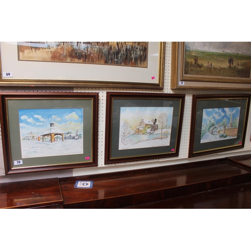 70 - Hilary Coulthard 3 Framed watercolours of Houghton