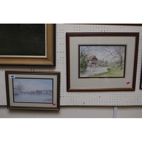 72 - Framed watercolour of Hemingford Mill and a Print of St Ives Bridge