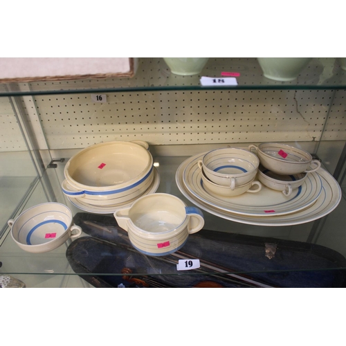 19 - Art Deco Clarice Cliff banded dinner set