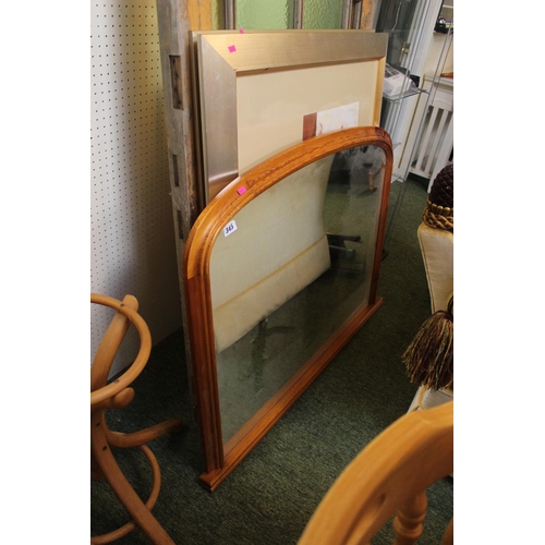 345 - Pine Overmantel mirror and 2 Large frames