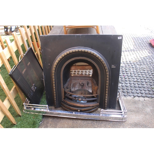 368 - 20thC Cast Iron Fire surround with Chrome fire kerb