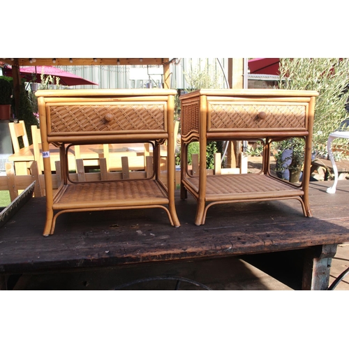 369 - Pair of Cane side tables with under tiers