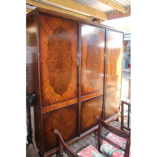 393 - Triple Walnut wardrobe