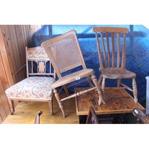 404 - Edwardian Inlaid nursing chair and 2 other chairs