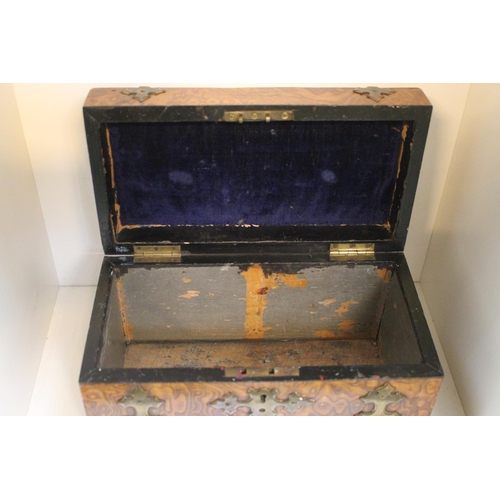 68 - Late 19thC Walnut/Thuya wood cased hinged box with brass binding