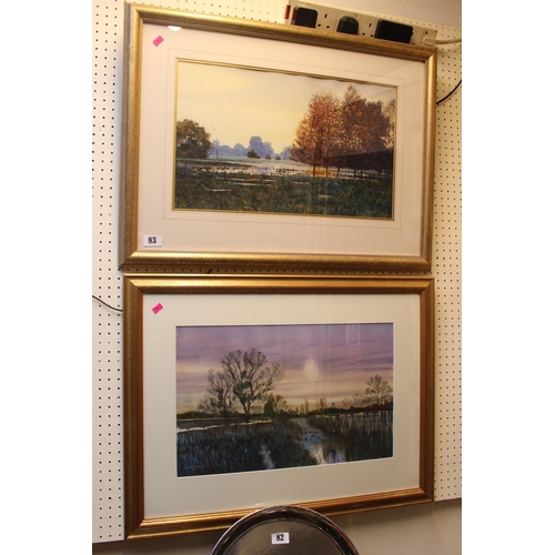 83 - 2 Framed Flooded Fenland Watercolours by R M Bolton