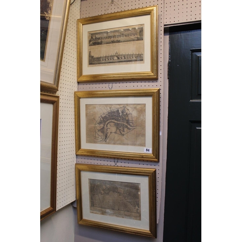 84 - 3 Gilt framed 19thC Prints of London inc the Thames and Environs