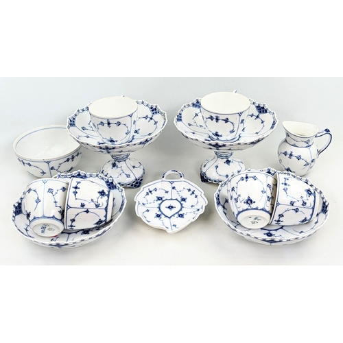 2 - Royal Copenhagen Blue Fluted Full Lace pattern or 'Musselmalet Helblonde' part dinner set to include... 