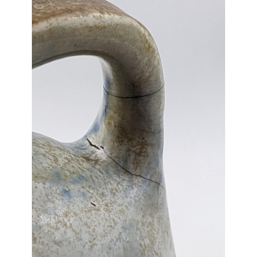 9 - A Martin Brothers Stoneware Aquatic ewer, dated 1896, shouldered, oval bodied graduated handle model... 