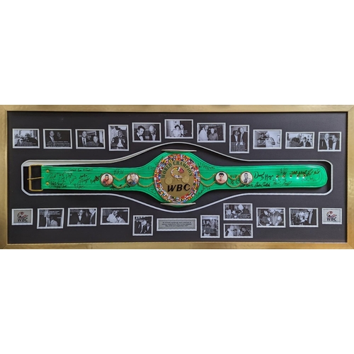 71 - WBC Replica Belt (Full sized) signed by 22 World Champions inc Kostya Tsyzu, Larry Holmes, John H St... 