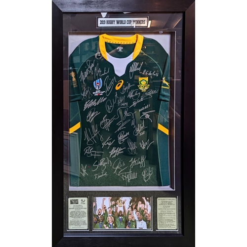 81 - South Africa 2019 Rugby World Cup Winners signed jersey - signed by the whole squad and staff. COA t... 