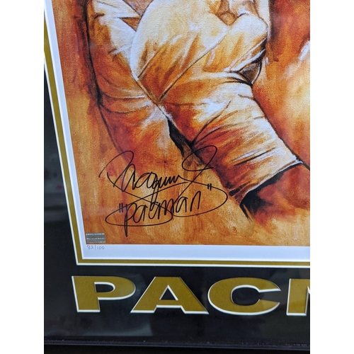 84 - Framed limited edition print signed by both Manny Pacquiao and the artist. 55 x 68cm total size (#)