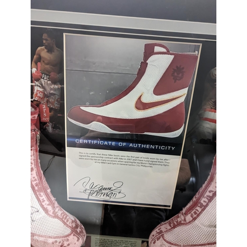 87 - Authentic Manny Pacquiao signed and worn first ever Nike boots he was given for his sponsorship deal... 