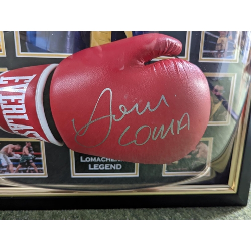 88 - Vasyl Lomachenko signed glove in bubble presentation. COA to Reverse. 54 x 80cm total size