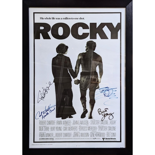 91 - Rocky hand signed later lithographic printed film poster. Signed by Carl Weathers, Burt Young, Talia... 