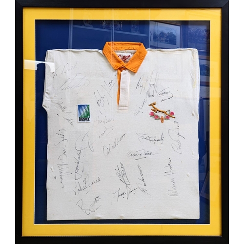 96 - 1995 hand signed South Africa Rugby World Cup winning squad jersey 89 x 101cm