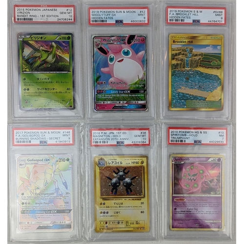 118 - PSA Graded 2019 Pokemon S&M card, Brooklet Hill, 2019 Pokemon Sun & Moon card, Wigglytuff GX, 2015 P... 