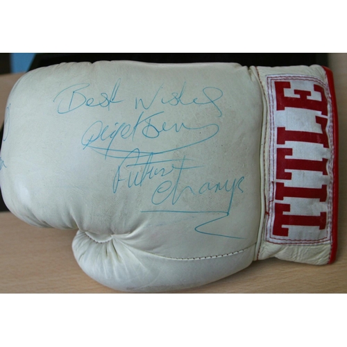 16 - George Foreman & Nigel Benn Personally Signed Title Glove A full size Title boxing glove personally ... 