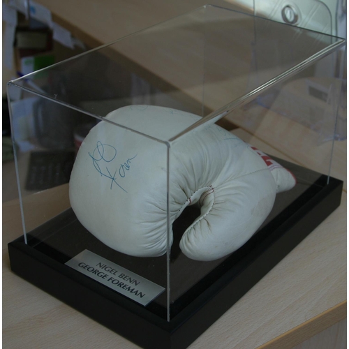 16 - George Foreman & Nigel Benn Personally Signed Title Glove A full size Title boxing glove personally ... 