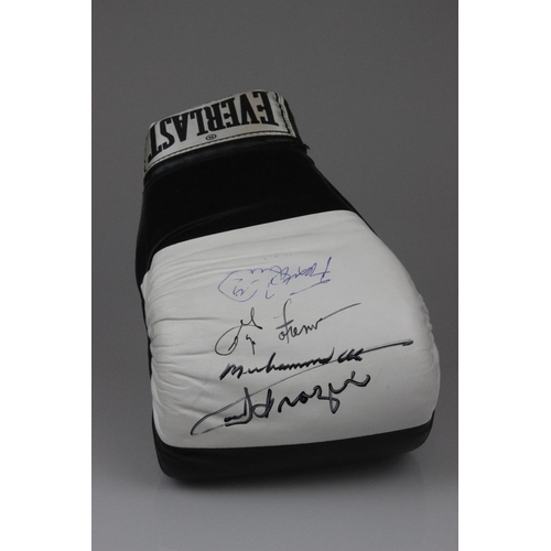 17 - Boxing Legends Signed Glove Ali, Foreman, Frazier & Bruno Everlast boxing glove signed by the boxing... 