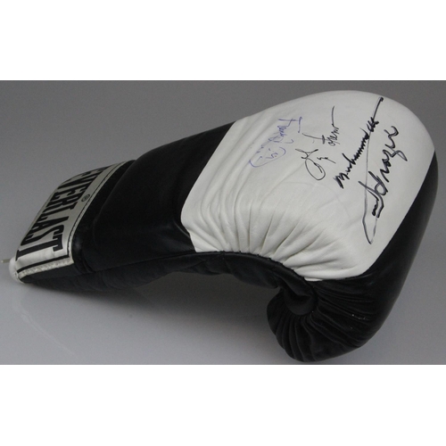 17 - Boxing Legends Signed Glove Ali, Foreman, Frazier & Bruno Everlast boxing glove signed by the boxing... 