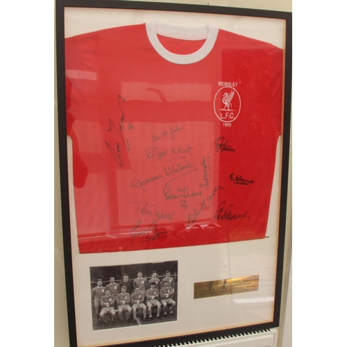 26 - Liverpool FC 1965 FA Cup shirt signed in black by all the members of the winning team - Tommy Lawren... 