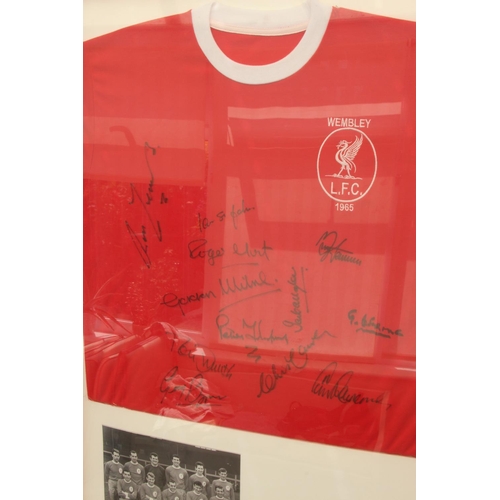 26 - Liverpool FC 1965 FA Cup shirt signed in black by all the members of the winning team - Tommy Lawren... 