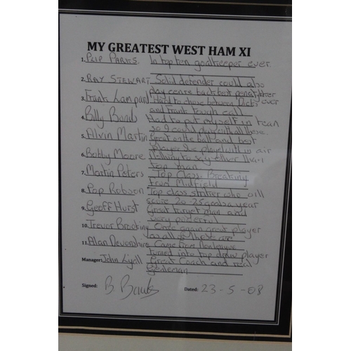 31 - My Greatest West Ham Team Framed and Signed Display by Billy Bonds All eleven team members photograp... 