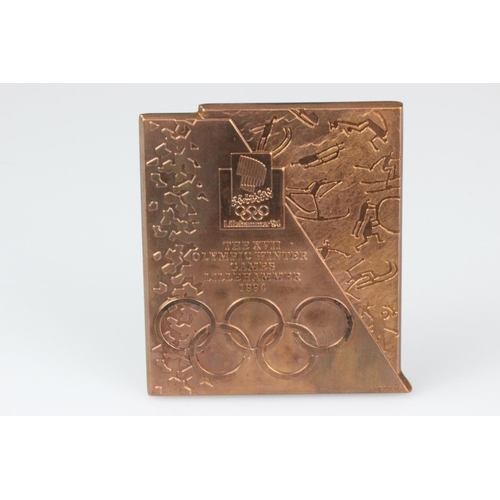 43 - Lillehammer Winter Olympics 1994 Plaque Winter Olympic Games, Lillehammer, 1994, a bronze Participan... 