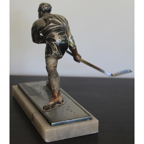 59 - Art Deco Ice Skater Figure Attributed to Josef Lorenzl 1930 Awarded to G Braid of the Dundee Tigers ... 