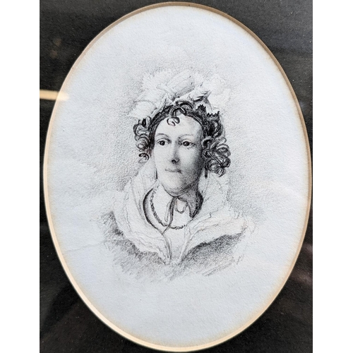 128 - Pencil portrait sketch of a society lady by Samuel L Jackson of Bristol (1794-1869), BSA & BI, with ... 