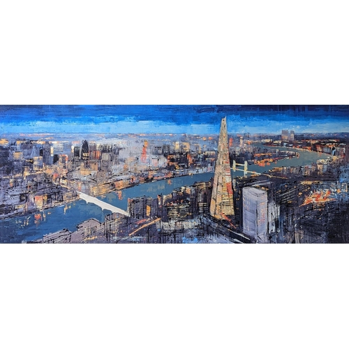 129 - Paul Kenton. Limited edition giclee print on aluminium of London city scape with the Thames and Shar... 