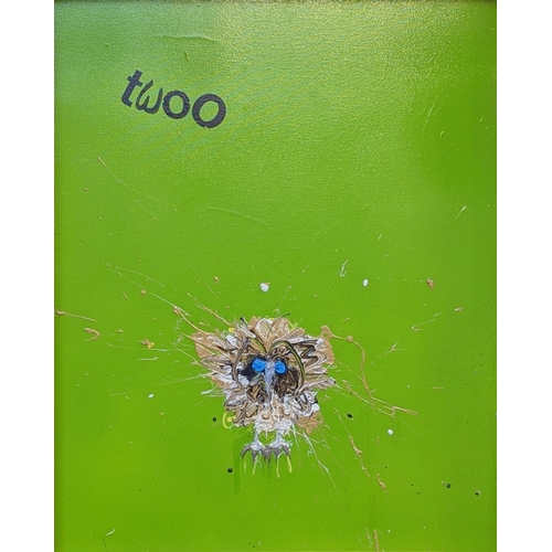 131 - Dave White (b1971). Modernist Oil on canvas of Owl entitled “The Very Tiny Twoo”, signed and dated A... 