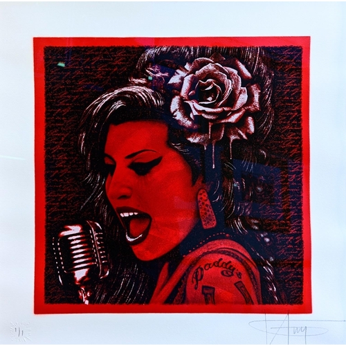 132 - Amy Jade Winehouse (1983 – 2011) Screenprint on canvas 1 of 1 with blind stamp signed in Pencil bott... 