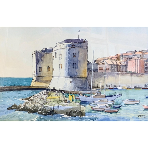 136 - Veronica Burleigh (1909-1998) Watercolour of St Johns Fortress, Dubrovnik, Croatia. Burleigh studied... 